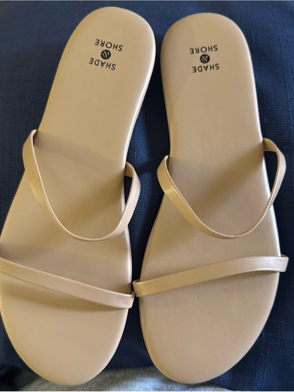 Shade & Shore Women's Beige Double-Strap Slide Sandals